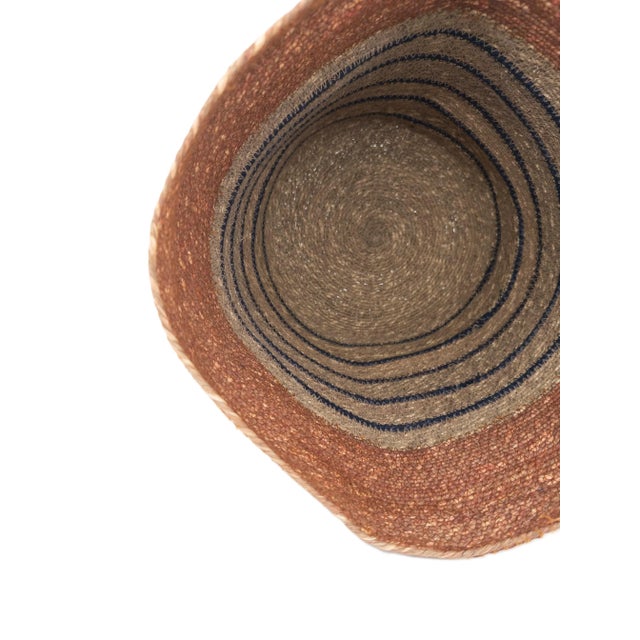 2020s Handwoven Indian Seagrass Basket in Terracotta, Natural & Indigo Accents For Sale - Image 5 of 7