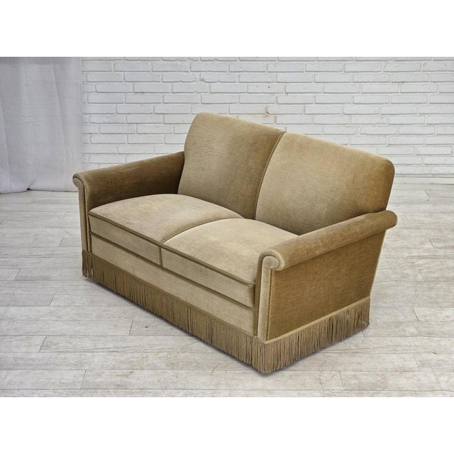 Danish 2-Seater Sofa in Green Furniture Velour, 1970s For Sale - Image 12 of 18