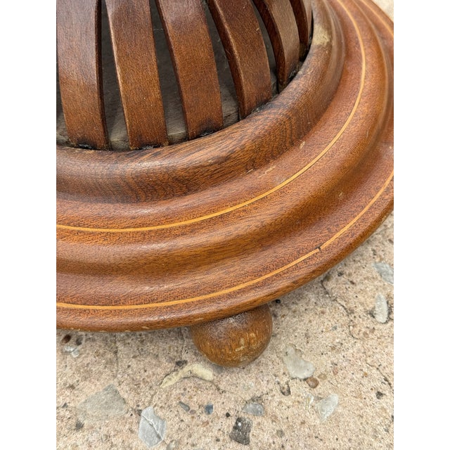 English Mid 20th Century Turned Mahogany Hourglass Peat Bucket With Brass Handle For Sale - Image 3 of 5