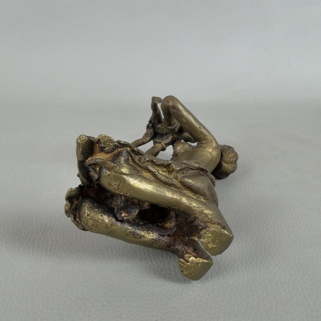 Brown Ancient Bronze Tribal Maternity Sculpture, 1950s For Sale - Image 8 of 12