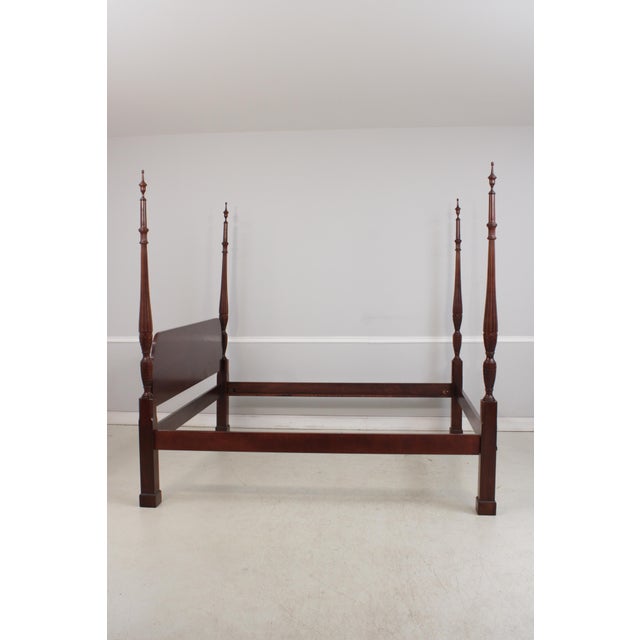 Rice Carved King Size Carved Mahogany Poster Bed For Sale - Image 4 of 16