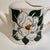 Charming small vintage Magnolia watering can planter for bouquets or decor. Ceramic.