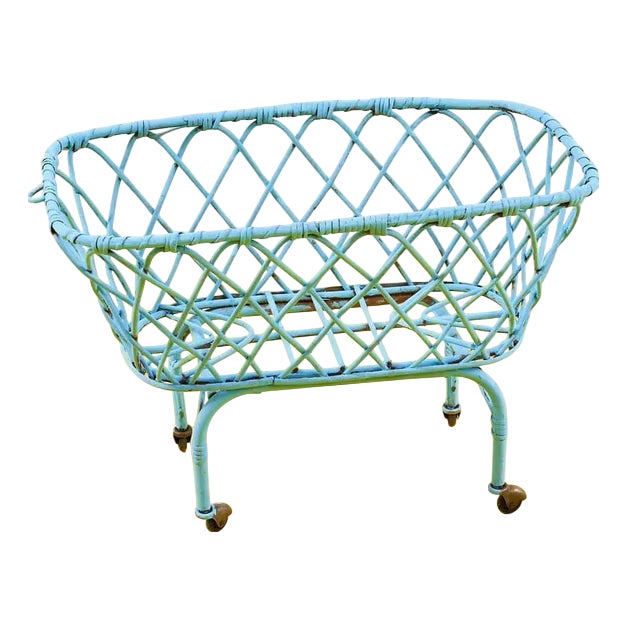 Vintage Blue Basket, 1960s For Sale