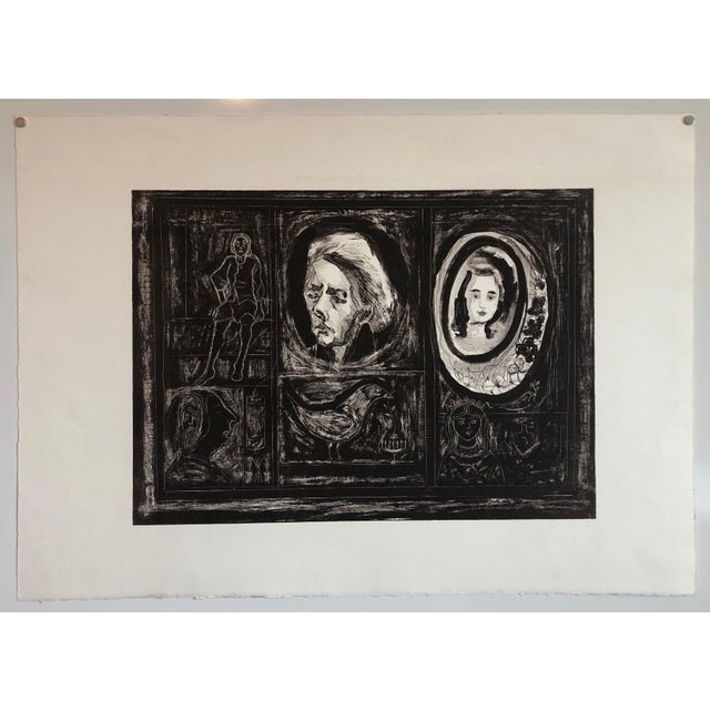 Rita Gombinski, Figural Abstract Mid Century Modern Lithograph Portraits, Judaica, Jewish Print, Mid 20th Century For Sale In Miami - Image 6 of 6