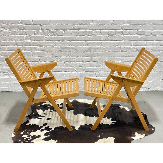 1960s Pair of Mid Century Modern "Rex" Folding Lounge Chairs Designed by Niko Kralj, C. 1960's For Sale - Image 5 of 14