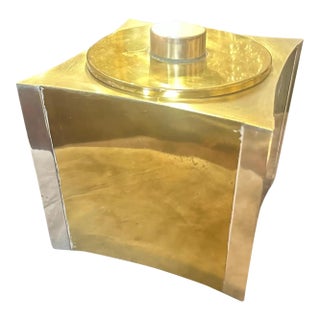 1970s Mid-Century Modern Brass and Silver Plated Italian Ice Bucket For Sale