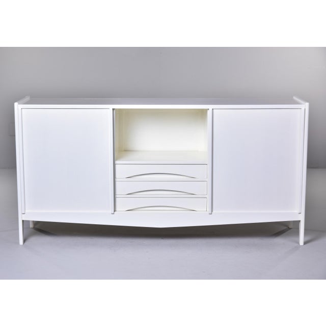 Mid-Century Scandinavian Credenza in White Lacquer For Sale - Image 4 of 12