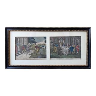 Pair of Antique 18th C Prodigal Son Engraving Prints - Framed For Sale