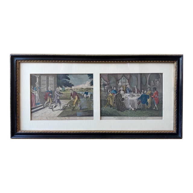 Pair of Antique 18th C Prodigal Son Engraving Prints - Framed For Sale