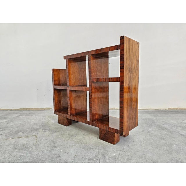 Wood Small Art Deco Bookcase in Walnut Veneer, 1920s For Sale - Image 7 of 12