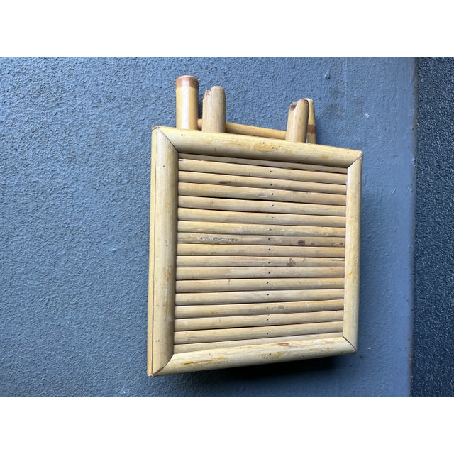 Bamboo Rattan Folding Plant Stand Table Riser For Sale - Image 9 of 11