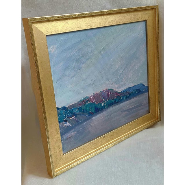Impressionist Original Framed Acrylic on Board “Seaside Bluffs” For Sale - Image 3 of 6