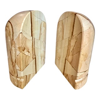 Mid 20th Century Polished Sandstone Decorative Bookends - a Pair For Sale