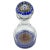 This is a hand blown art glass perfume bottle with stopper. The clear heavy glass body has a layer of millefiori...