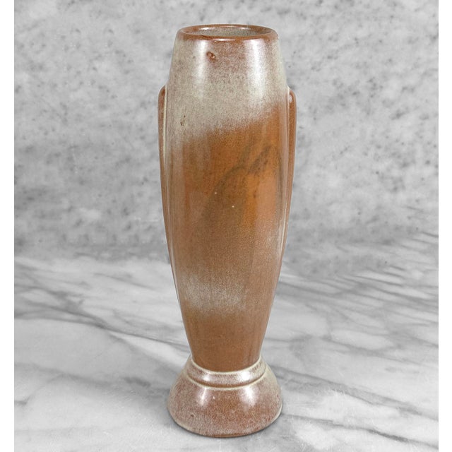 Vintage Art Deco Ceramic Brown & Tan Bullet Vase For Sale - Image 9 of 9