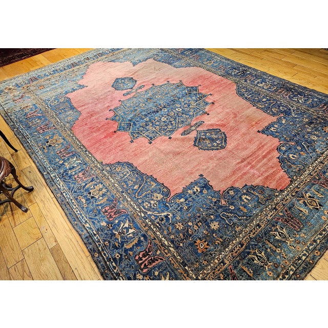 19th Century Oversized Persian Khorassan Rug, Hand-Knotted Wool, Floral Pattern, Red & Blue, 11x16 For Sale - Image 10 of 18
