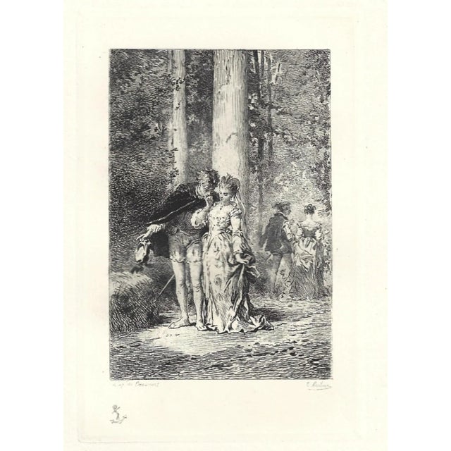 Emile Boilvin - L'Audacieux et la Timide - Etching - 1882 For Sale - Image 3 of 3
