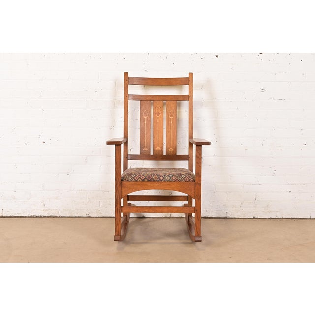A gorgeous Mission or Arts & Crafts style rocking chair By L. & J.G. Stickley, "Harvey Ellis Collection" USA, Circa Early...