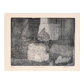 "Night Moves" - Abstract Etching in Ink on Paper (Artist's Proof) by Doris Warner For Sale