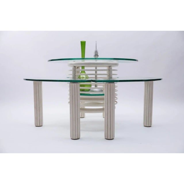 1980s Round Italian Modern Glass Table with Bottle Shelf, 1980s, Set of 3 For Sale - Image 5 of 13