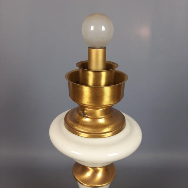 Large Brass Glass Table Lamp with Floral Motifs, 1960s For Sale - Image 10 of 18