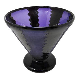Signed Correia Art Glass Studio Purple Cameo Bowl - 1998 For Sale
