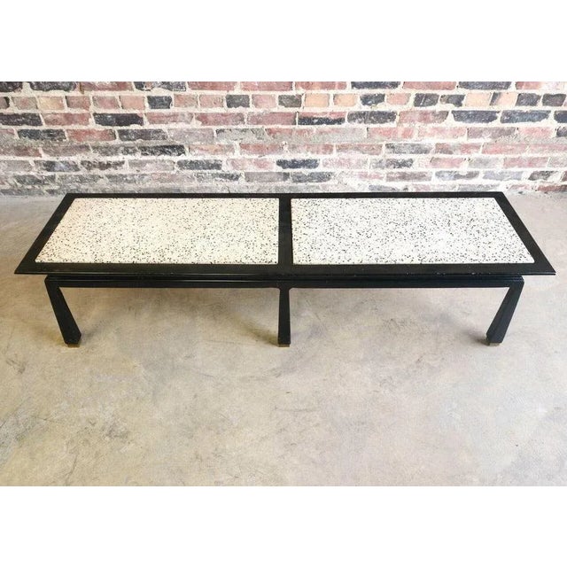 Mid-Century Black Lacquer and Terrazzo Coffee Table/Bench Attributed to Harvey Probber For Sale - Image 4 of 6
