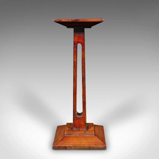 Victorian 1890s Small Antique Victorian English Oak Statue Stand For Sale - Image 3 of 11