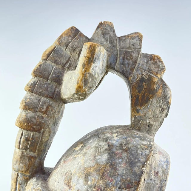 Early 20th Century Yoruba Gelede Crocodile Mask on Custom Stand Nigeria MATTER COLLECTION For Sale - Image 4 of 6
