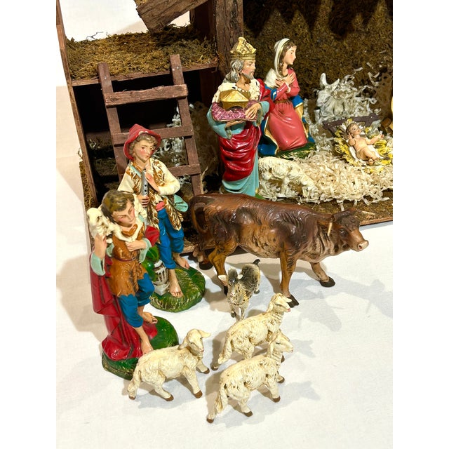 Italian 21 Piece Vintage c.1970’s Italian Nativity Scene For Sale - Image 3 of 4