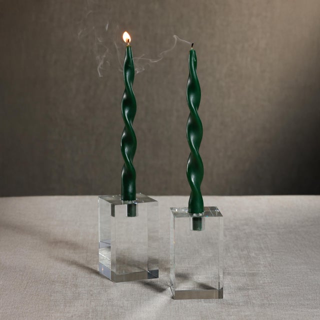 Lumière Twist Taper Candles, Set of 12 in Alpine Green, 12" For Sale - Image 4 of 6
