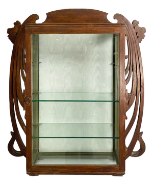 Italian Liberty Wall Display Cabinet in Wood and Glass, 1890s