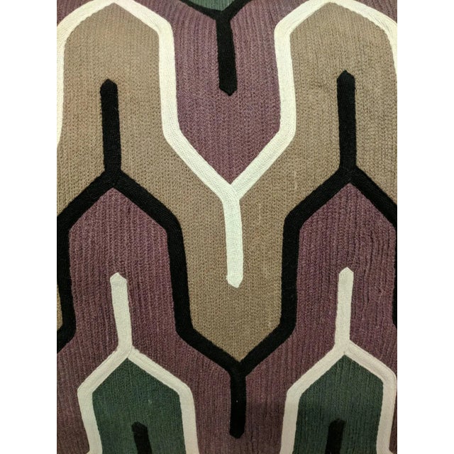 Contemporary Purple & Neutral Embroidered Accent Pillow For Sale - Image 4 of 5