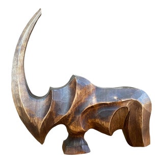 Vintage Small Cubist Rino Tabletop Sculpture For Sale