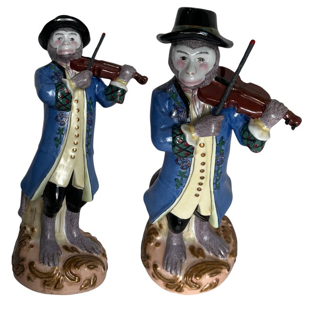 Contemporary Meissen Style "Affenkapelle" Monkey Violinist For Sale - Image 3 of 3