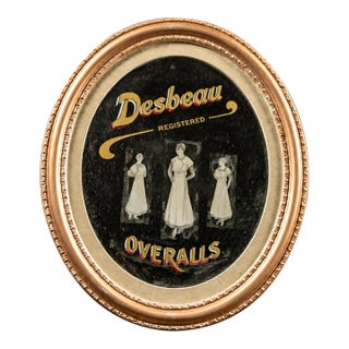 Antique Desbeau Framed Advertising Mirror For Sale