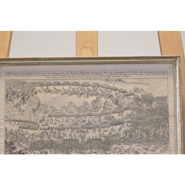 Depiction of the victorious Battle of Rosbach, where Frederick II defeated the French. Original steel engraving from the...