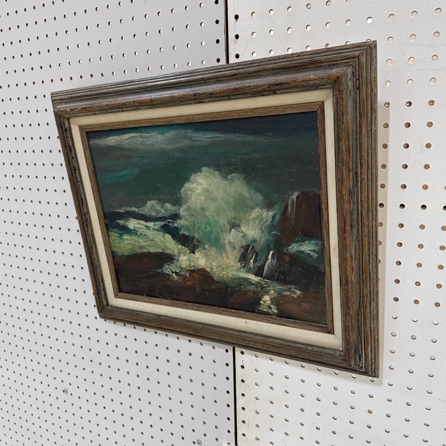 1970s Vintage Seascape Oil Painting on Canvas ~ Framed & Signed For Sale - Image 9 of 9