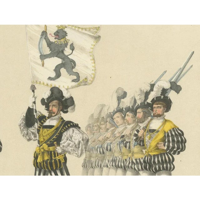 Title: The Butchers’ and Blacksmiths’ Guilds – A Grand Parade of Swiss Craftsmanship : This remarkable hand-colored...