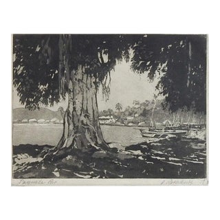 Brazilian Harbor Etching by Oskar Rothkirch For Sale