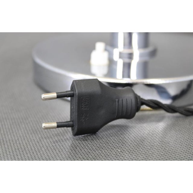 Czechoslovak Art Deco Chrome and Marbled Glass Table Lamp, 1930s For Sale - Image 12 of 14