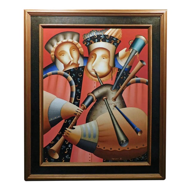 Anton Arkhipov "Untitled" Hand Signed on Canvas With Artist Custom Framed For Sale