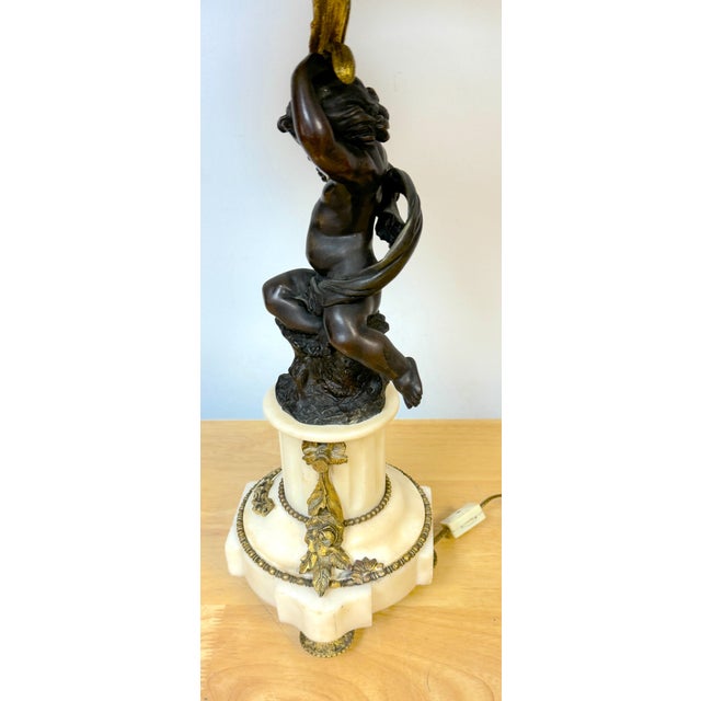 French Louis XVI Style Figural Putti Ormolu & Bronze Tole Bouillotte Lamp For Sale - Image 3 of 12