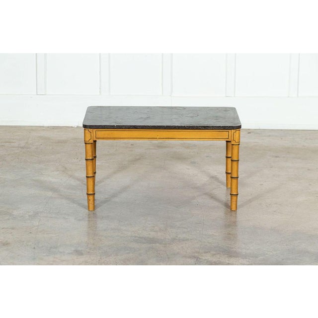 19th Century English Faux Bamboo, Marble & Painted Beech Coffee Table, 1850s For Sale - Image 10 of 17
