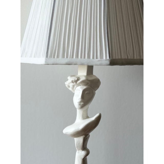 Contemporary 20th Century Diego Giacometti Style Plaster Figure Table Lamp For Sale - Image 3 of 5