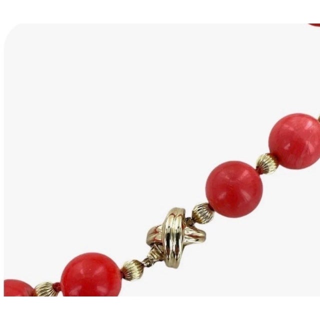 Signed Tiffany & Co. Vintage Natural Coral & Yellow Gold Bead Necklace, 38" Long For Sale - Image 18 of 18