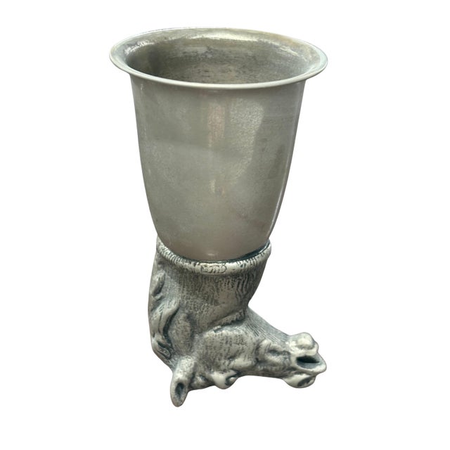 A striking vintage Gucci equestrian stirrup cup featuring a sculptural horse head with finely modeled facial features,...
