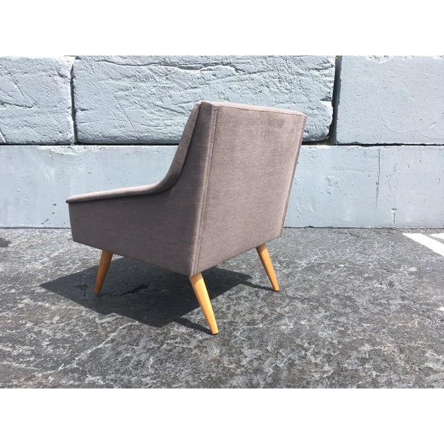 Gray Early 21st Century Danish Modern Gray Fabric & Oak Leg Lounge Chairs - A Pair For Sale - Image 8 of 13