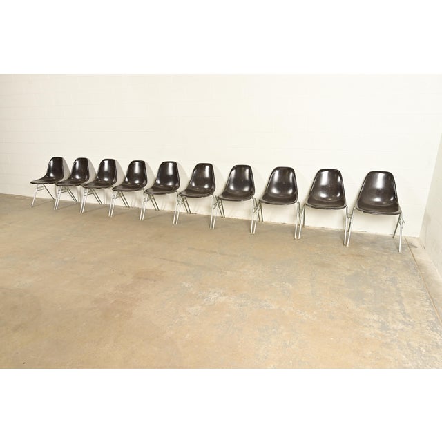 Charles & Ray Eames for Herman Miller DSS Seal Brown Stacking Shell Chairs | Set of Ten For Sale - Image 16 of 16