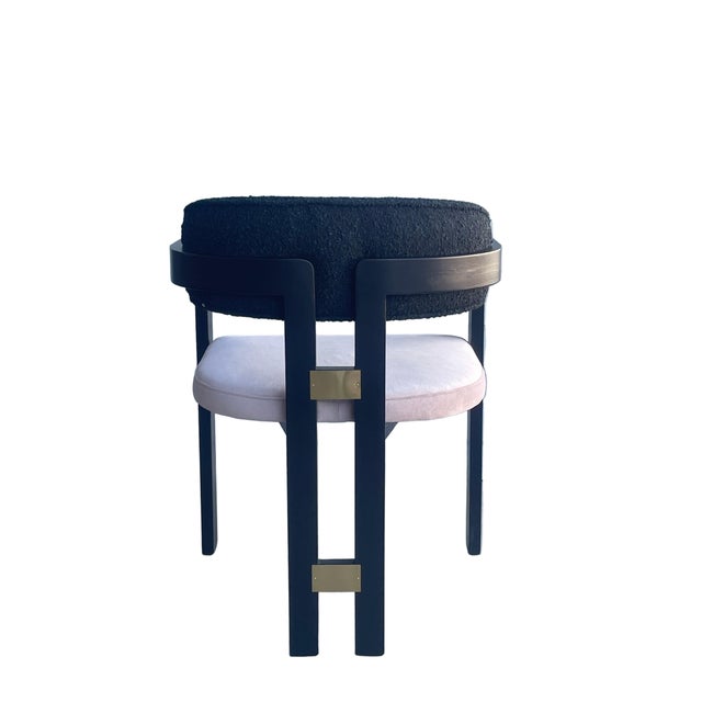 Contemporary Conan Wood Dining Armchair Chair in Mauve and Black For Sale - Image 3 of 6